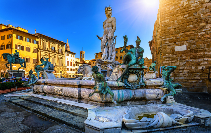 Brunnen Neptun auf der Piazza della Signoria in Florenz, Italien.